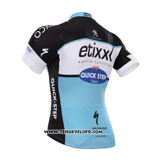 2015 Maillot Ciclismo Etixx Quick Step Noir et Blanc Manches Courtes et Cuissard